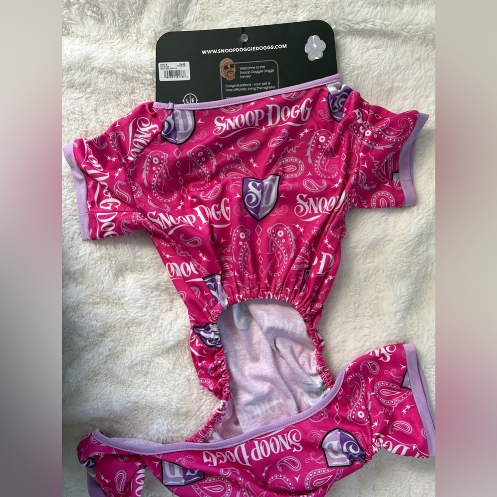 Snoop Doggie Doggs Pink Paisley Dog Pajamas SD Logo Pet Onesie | Size XL